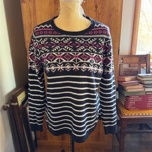 Vineyard Vines Navy Striped Wool Blend Sweater Size M